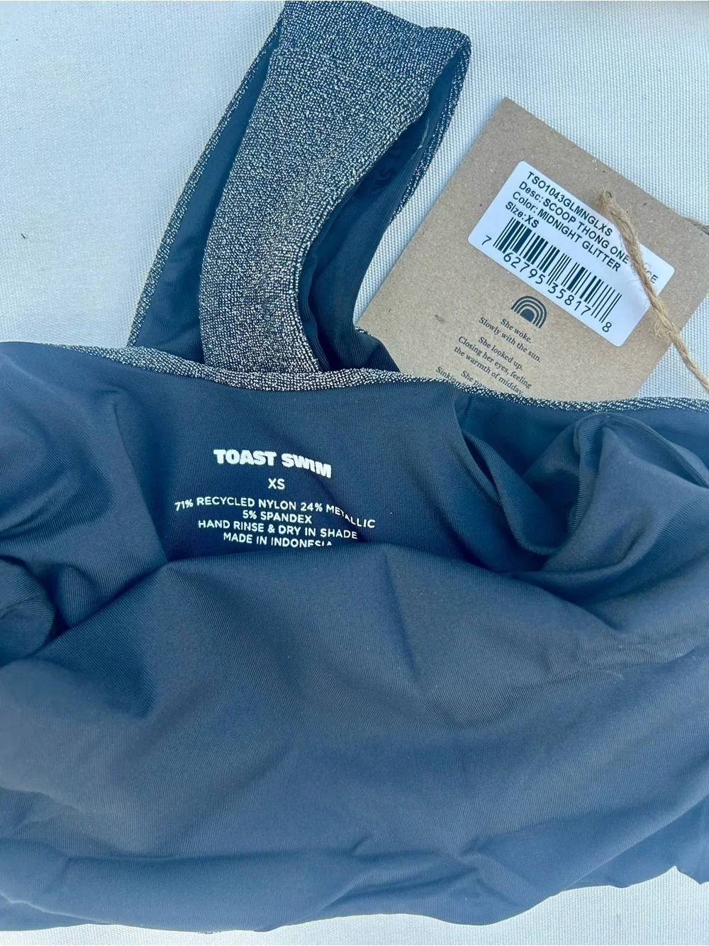 Toast Swim Scoop Thong One Piece—XS, Midnight Glitter, Never Worn (BNWT)